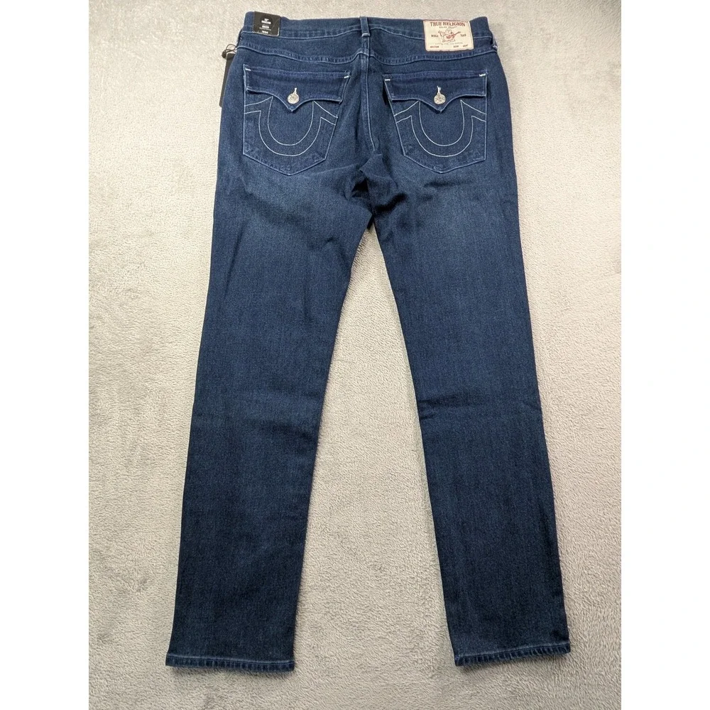 True Religion Rocco Relaxed Skinny Jeans Dark Scorched Wash Flap Pocket Mens 34 - Picture 3 of 15